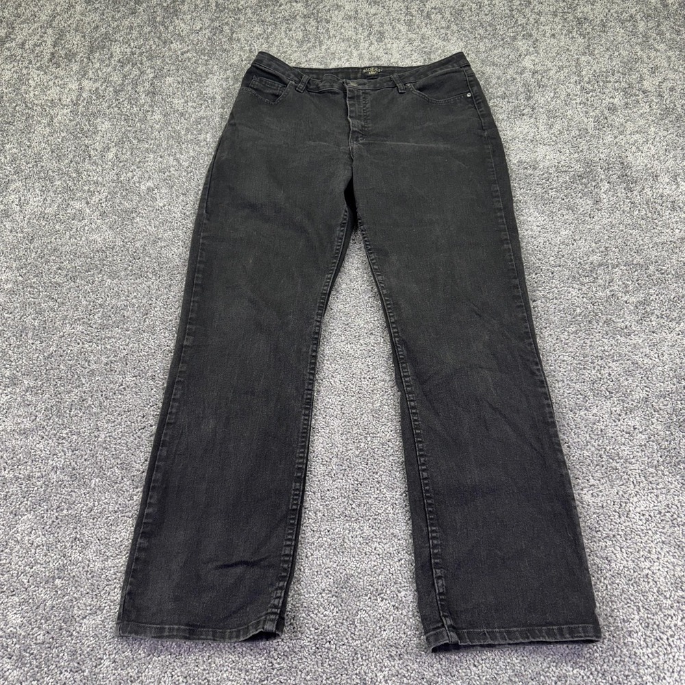 Riders By Lee Jeans Womens 16 L Black High Rise Relaxed Straight Stretch Denim